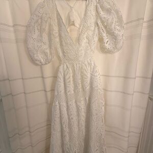 Showpo White Lace Long Sleeve Dress
